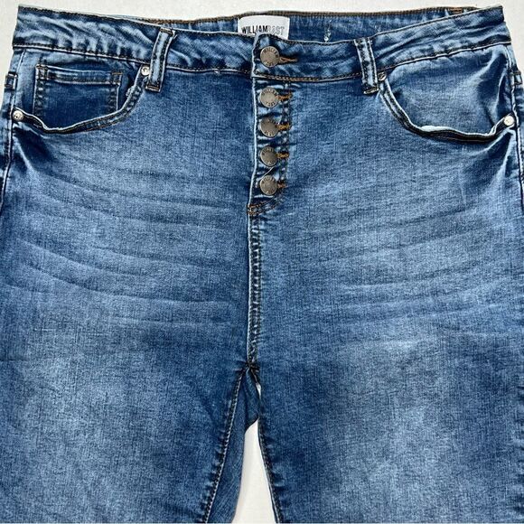 William Rast | Button Fly High Rise Factory Distressed Raw Hem Skinny Jeans - Picture 2 of 7